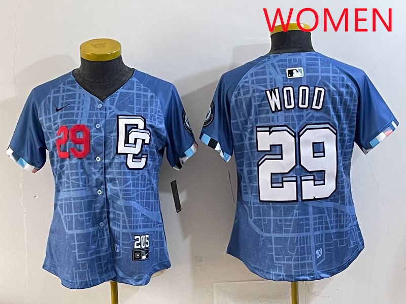 Women Washington Nationals #29 Wood Blue Joint Name 2025 Nike MLB Jersey style 6->women mlb jersey->Women Jersey